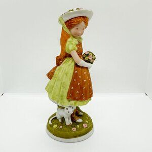 SOLD Vtg 70's Holly Hobbie Country Prairie Girl Cat Redhead Flowers Cottagecore